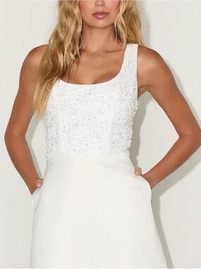 Lulu's White Beaded Tank Wedding Dress